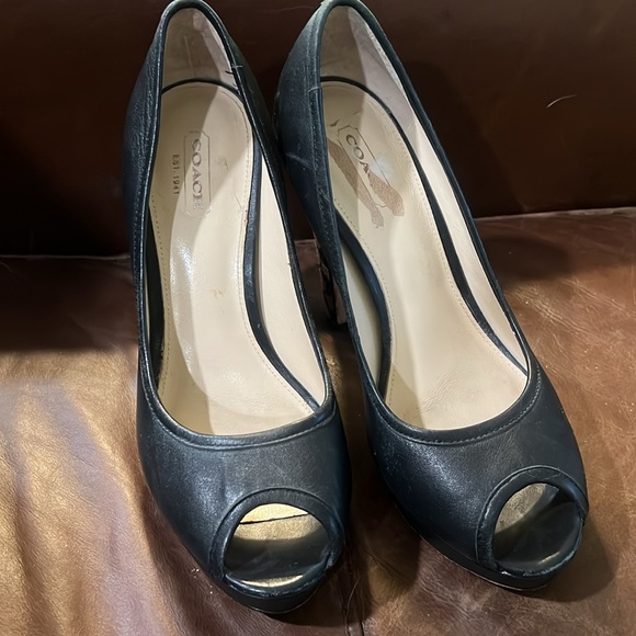 COACH BREANA SIG C BLACK LAMBSKIN HEELS - Picture 5 of 13